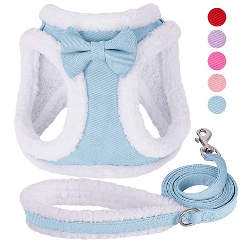 Warm fleece small dog harness - dog,